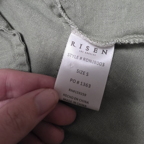 Risen Shirring Long Sleeve Raw Hem Dress With Tapered Waist And Pockets Size S. - Picture 10 of 12